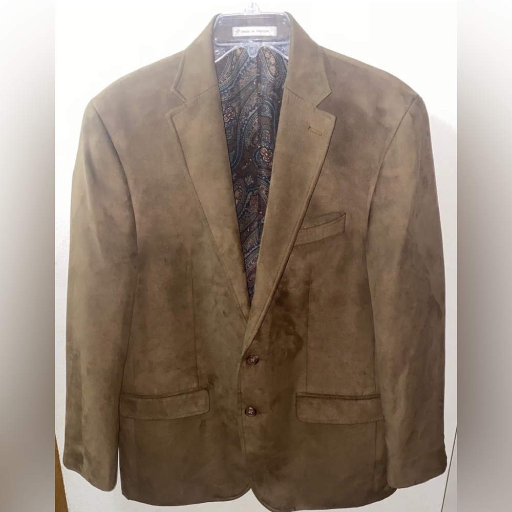Lauren Ralph Lauren Mens 41R Two Button Brown Blazer Suede Sport Coat Jacket